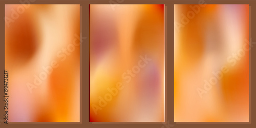 Set of gradient background in peach fuzz colors. Color of the Year concept. Great for creative needs, design concepts, wallpapers, web. Blurred background
