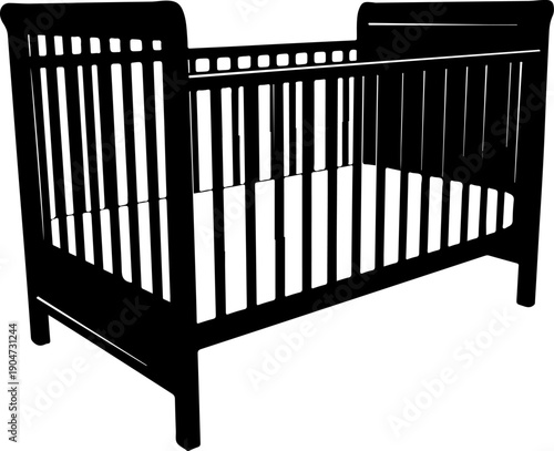 Baby bed silhouette vector illustration
