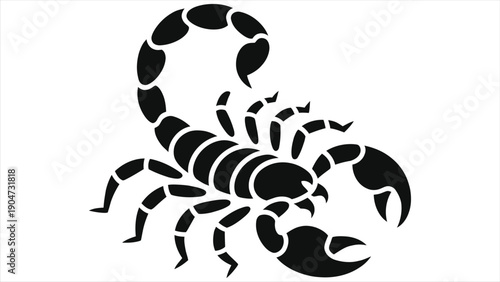 Scorpio Zodiac Sign – Black Scorpion Silhouette Vector Illustration, Astrology Horoscope Symbol, Minimal Tattoo Logo Icon, Isolated Arachnid Animal Design on White Background, Editable Clipart Graphic