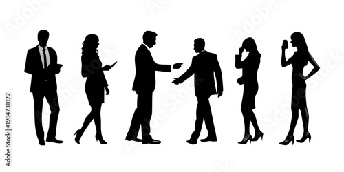 Group of business people engaged in various activities and interactions Vector