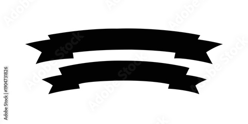Two black ribbons with white stripes in the middle on a white background Vector