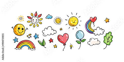 A vibrant collection of diverse and colorful emoji stickers with various themes. Vector