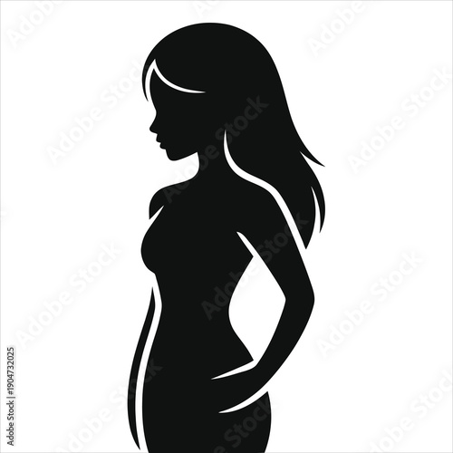 Virgo Zodiac Sign Silhouette - Elegant Maiden Woman Profile Vector Illustration. Black and White Astrological Symbol for Horoscope, Astrology, and Celestial Designs. Perfect for Icon and Tattoo Art.
