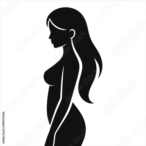 Virgo Zodiac Sign Vector Silhouette. Elegant Female Maiden Profile Illustration. Astrology, Horoscope, and Mystical Symbol Graphic Element. Black and White Woman Icon Design 