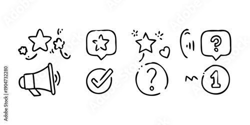 Diverse icons representing various actions and states in a simple line art style Vector