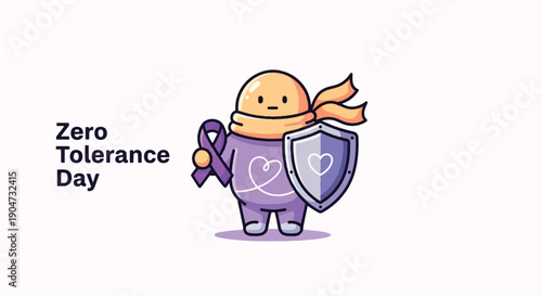 Zero Tolerance Day Cartoon Character Illustration.