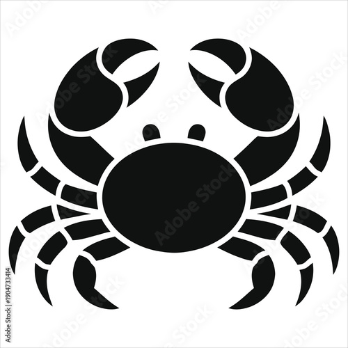 Cancer crab silhouette, zodiac sign vector icon. Simple astrology and horoscope symbol. Minimalist black graphic illustration isolated on white background.