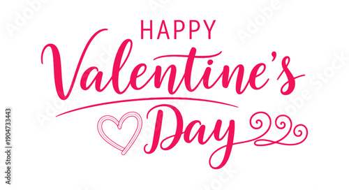 Happy Valentine s Day Text with Heart Romantic Celebration Greeting Card Design