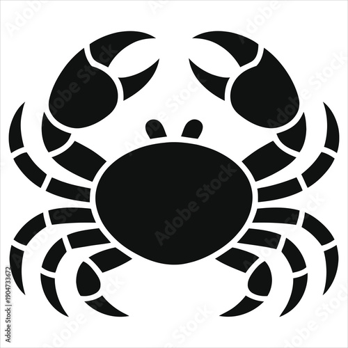 Cancer Zodiac Sign Crab Silhouette Vector - Minimalist Black Astrology Symbol Icon for Horoscope Designs, Tarot Cards, Astronomy, Mystical Spiritual Graphics, and Celestial Tattoo Art Illustration