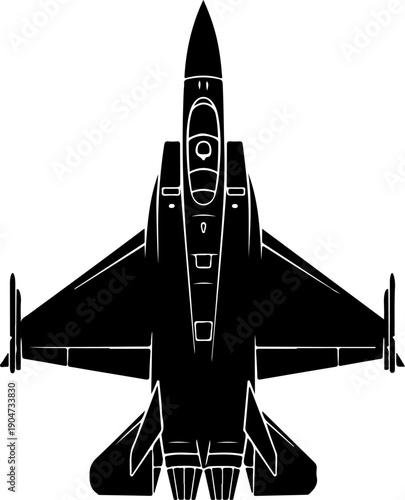 Modern Fighter Jet silhouette vector illustration