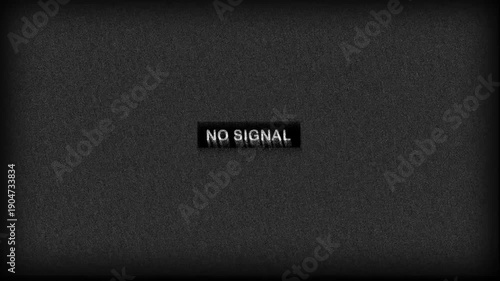 No signal tv screen noice and texture on black background. 4K Video