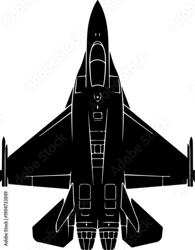 Modern Fighter Jet silhouette vector illustration