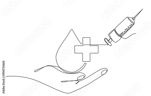 Continuous one line drawing World blood day concept. Live healthy. World Malaria Day. Continuous line design graphic illustration.