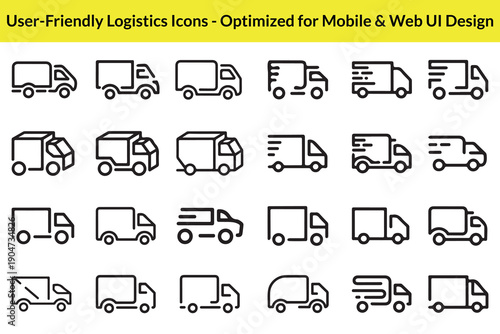 A collection of user-friendly logistics icons optimized for mobile and web ui design Vector