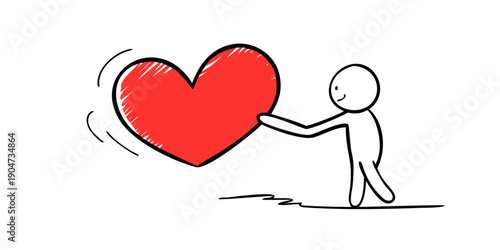 A person holding a large heart, symbolizing love and care Vector