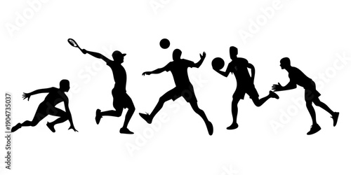 Silhouette of a person playing badminton with a shuttlecock in mid-air Vector