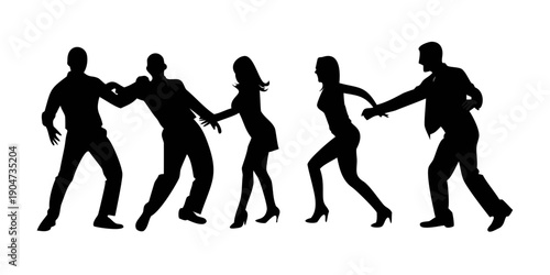 Group of people dancing together in a circle with joy and energy Vector