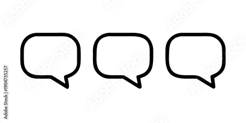 Three empty speech bubbles on a white background. Vector