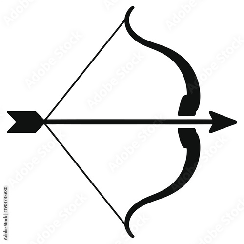Sagittarius Zodiac Sign Archer Silhouette Bow and Arrow Vector Illustration Minimalist Astrology Horoscope Icon Graphic Design Element Celestial Mythology Star Sign Symbol Black and White Art