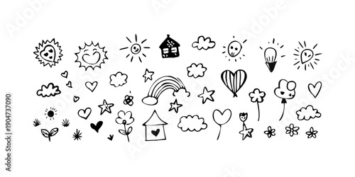 A delightful collection of diverse icons showcasing various objects and concepts Vector