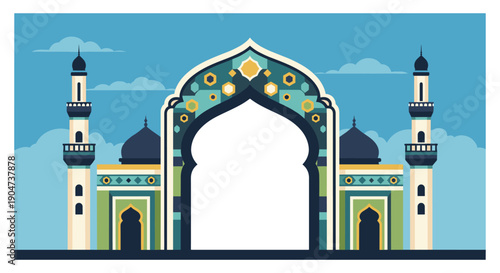 Elegant Ramadan Illustration Collection with Islamic Flat Illustration