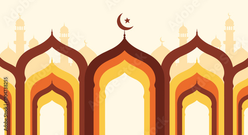 Elegant Ramadan Illustration Collection with Islamic Flat Illustration