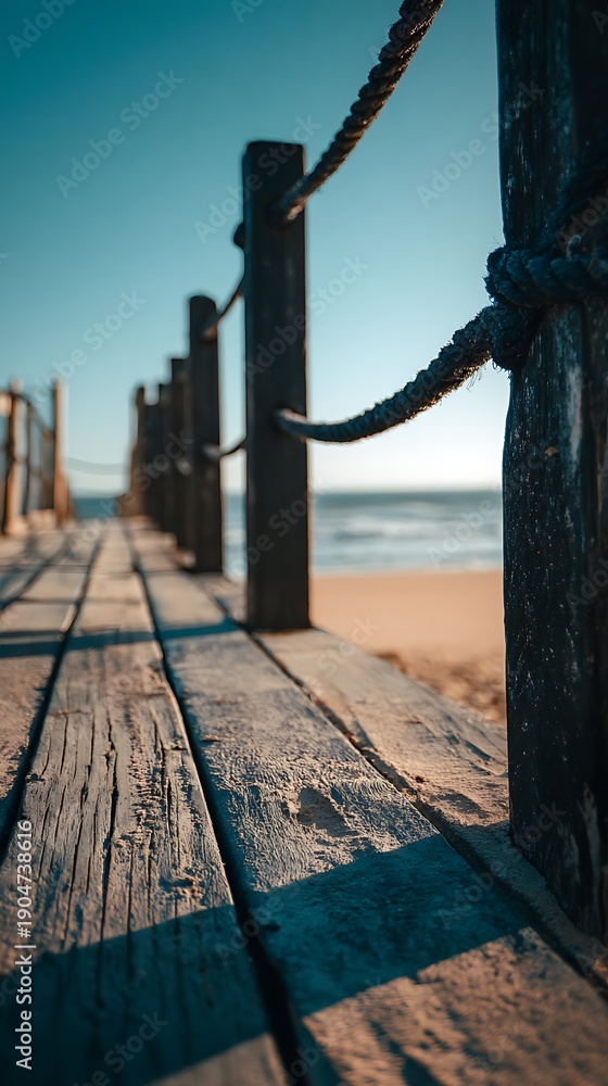 Fototapeta premium Wooden Pier Leading to Beach Horizon View
