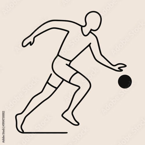 Minimalist line drawing of a person running and preparing to throw a ball, symbolizing athleticism