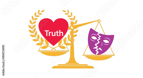 Modern artistic symbolic illustration representing truth overcoming lies
