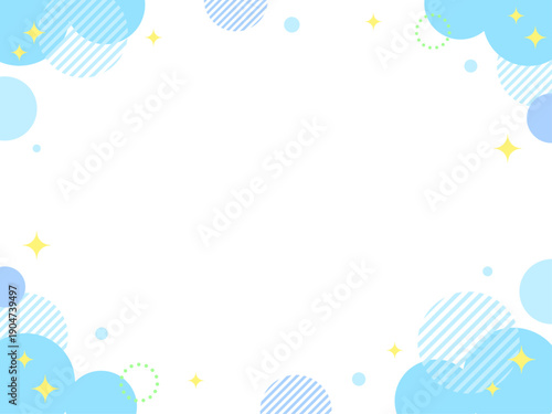 青の水玉とキラキラのフレーム