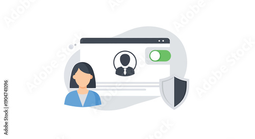 Vector illustration of customer support chat window with headset wearer, for website or app UI, isolated on transparent background, png