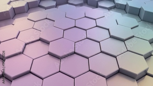 Abstract hexagon tile surface in pastel gradient light, modern geometric background for technology and design projects, calm futuristic mood for branding and wallpaper