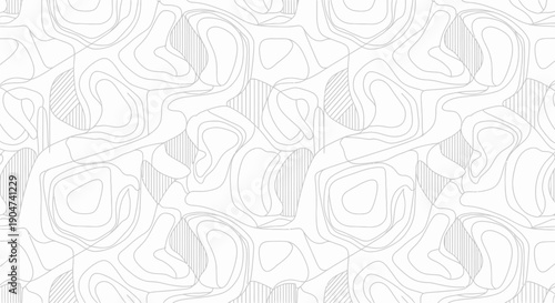 Subtle abstract organic fluid pattern with smooth curved lines, isolated white background.