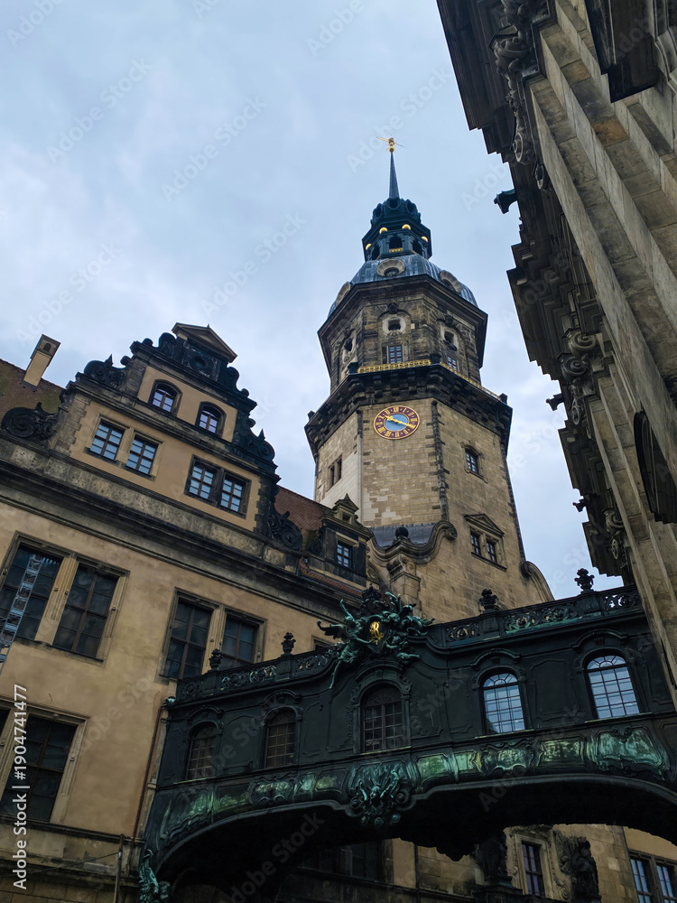 Fototapeta premium Dresden Castle Courtyard with Clock Tower