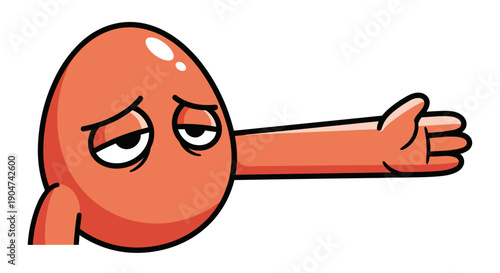 Humorous vector illustration of a tired and indifferent orange character with an open hand gesture, conveying 'what now?' or a resigned attitude in a playful cartoon style