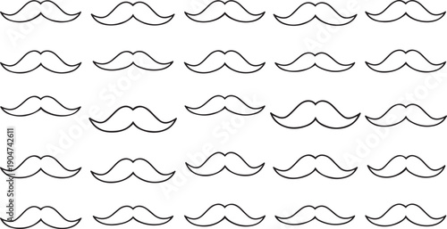 Black outline mustache pattern on white background