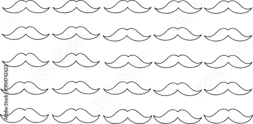 Black outline mustache pattern on white background moustaches facial hair repeating pattern