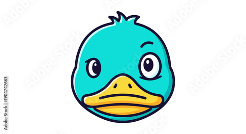 Whimsical cartoon duck face illustration featuring a quirky, curious, or slightly confused expression, ideal for a fun and engaging graphic design element