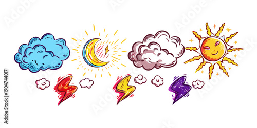 Cuadro en lienzo A vibrant and diverse collection of weather and nature icons Vector