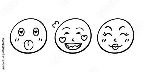 Fényképezés Three distinct cartoon faces expressing different emotions and reactions Vector