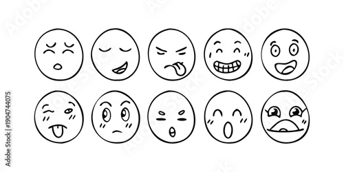 Obraz na plátně A diverse collection of expressive faces showcasing various emotions and reactions