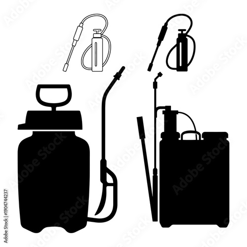 Pest Control Spray Machine and Insecticide Silhouette - Disinfection Equipment