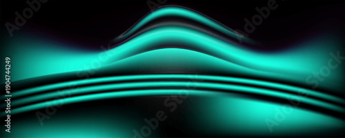 3D green techno geometric background on dark space with glow lines motion effect decoration. Modern graphic design element panoramic high speed style concept for banner, flyer, card, or brochure cover