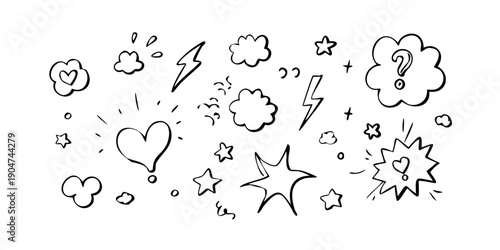 Obraz na płótnie A delightful array of diverse and whimsical doodle-style illustrations Vector