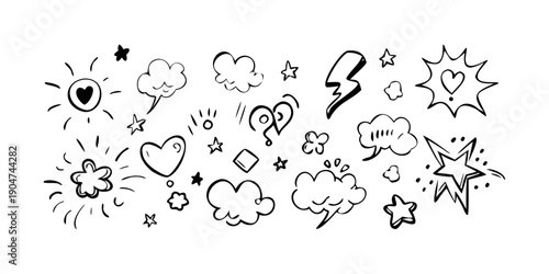 Photos A variety of speech bubbles and symbols representing different emotions and expr