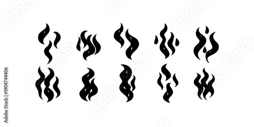 Foto Abstract black and white line art depicting various flame and wave designs Vecto