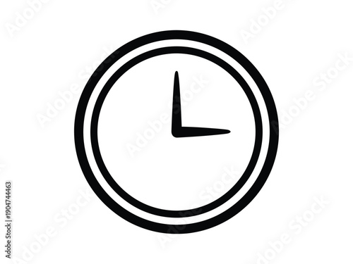 Simple black and white clock face icon, representing time and punctuality