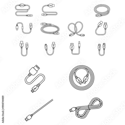 Data Cable and USB Connector Silhouette Pack - Computer Hardware Accessories