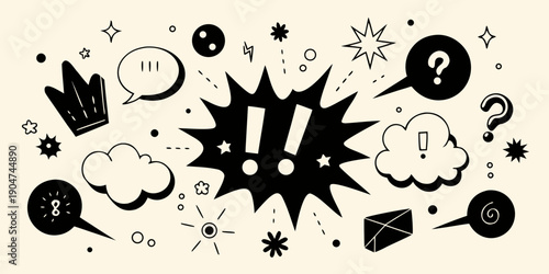 Foto A dynamic and energetic collection of comic book sound effect symbols