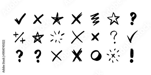 Tableau sur toile A collection of various symbols and icons in a black and white color scheme Vect